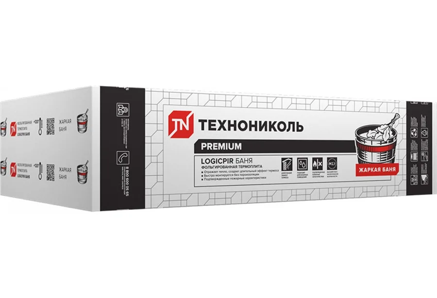 Плита теплоизоляционная Лоджикпир Баня Ф/Ф Г1 L-1190х590х30 (5,616м2)