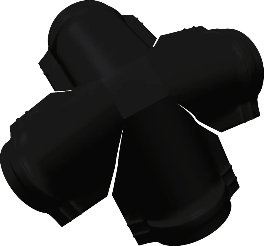 Четверник конька малого полукруглого Гранд Лайн 0,5 PurLite матовый с пленкой  черный