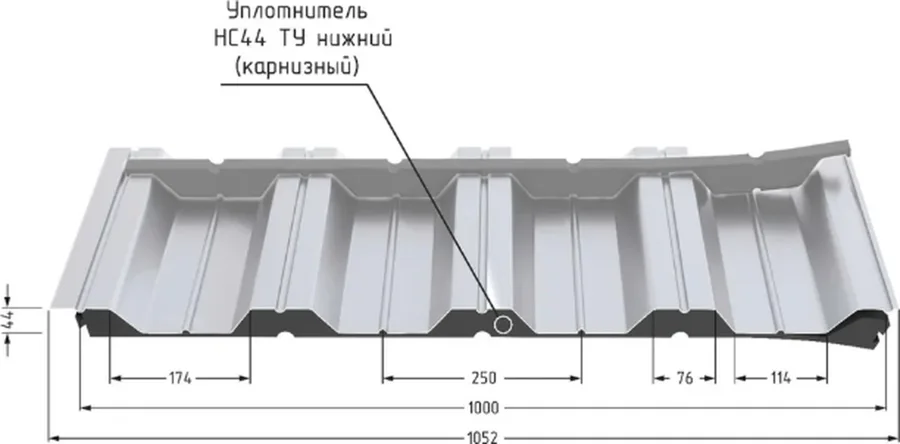Уплотнитель профильный Полиэстер HC44-ТУ (1м) обратный