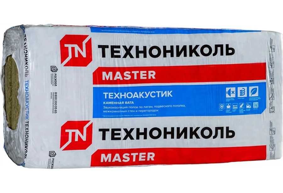 Утеплитель Техноакустик 1200х600х50 (5,76м2, 0,288м3, 8шт/пач. 24пач/пал)